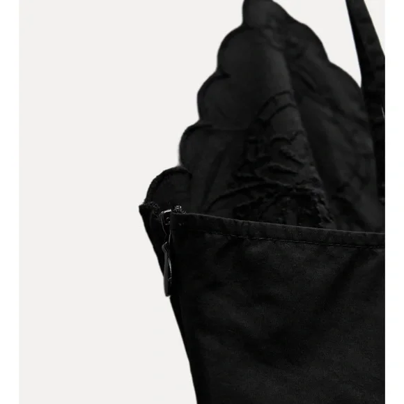 Zara Embroidered Black Lace Cami Top - Picture 5 of 9